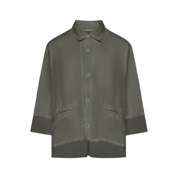 Transit Women 3/4 Sleeve Linen Shirt With Georgette Inserts